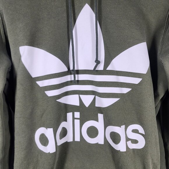 Adidas Trefoil Logo Hoodie Olive Green Cotton Blend‎ Size L - Picture 3 of 8